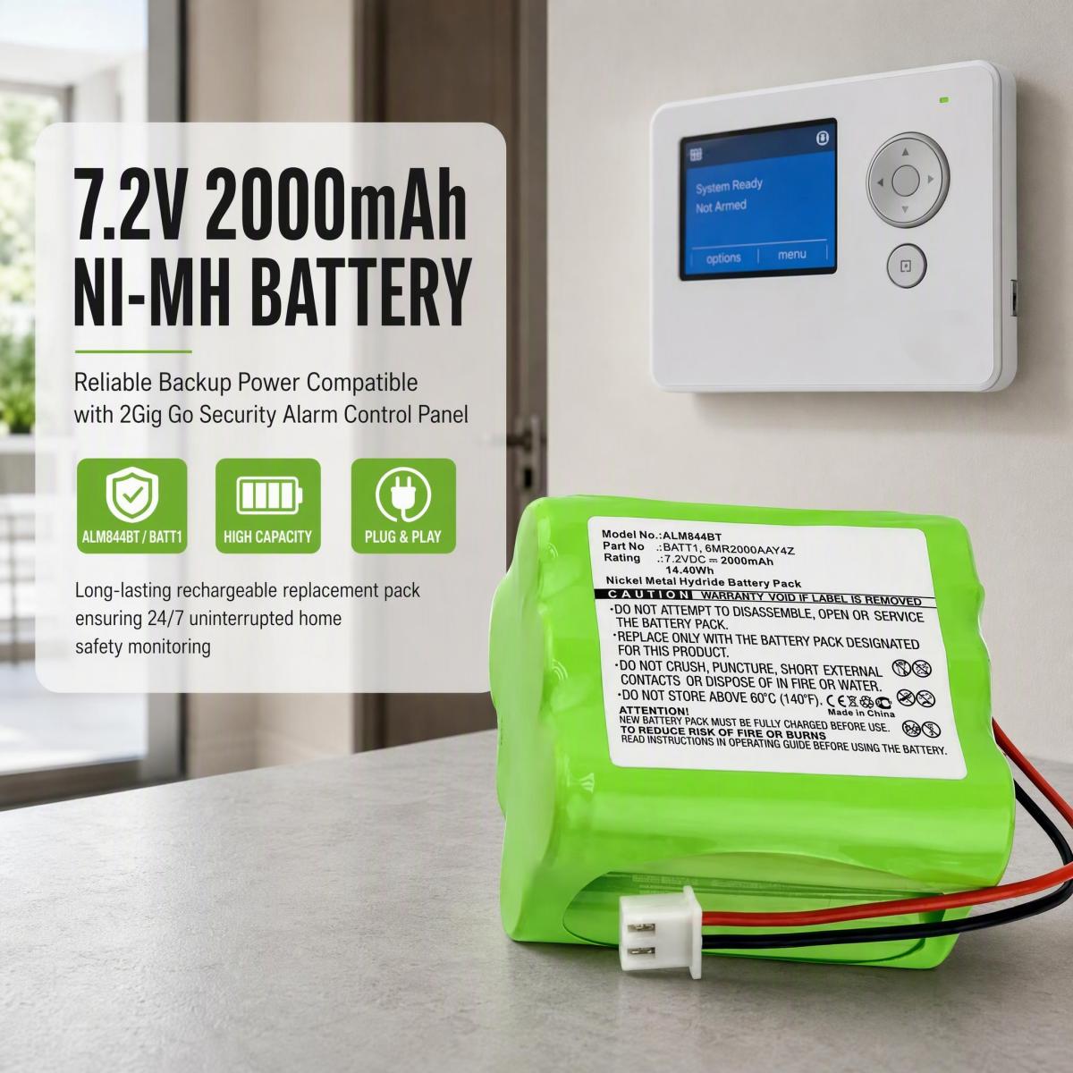 ALM844BT 7.2V 2000mAh Ni-MH Re - огляд і ціна Home Security Battery Replacement